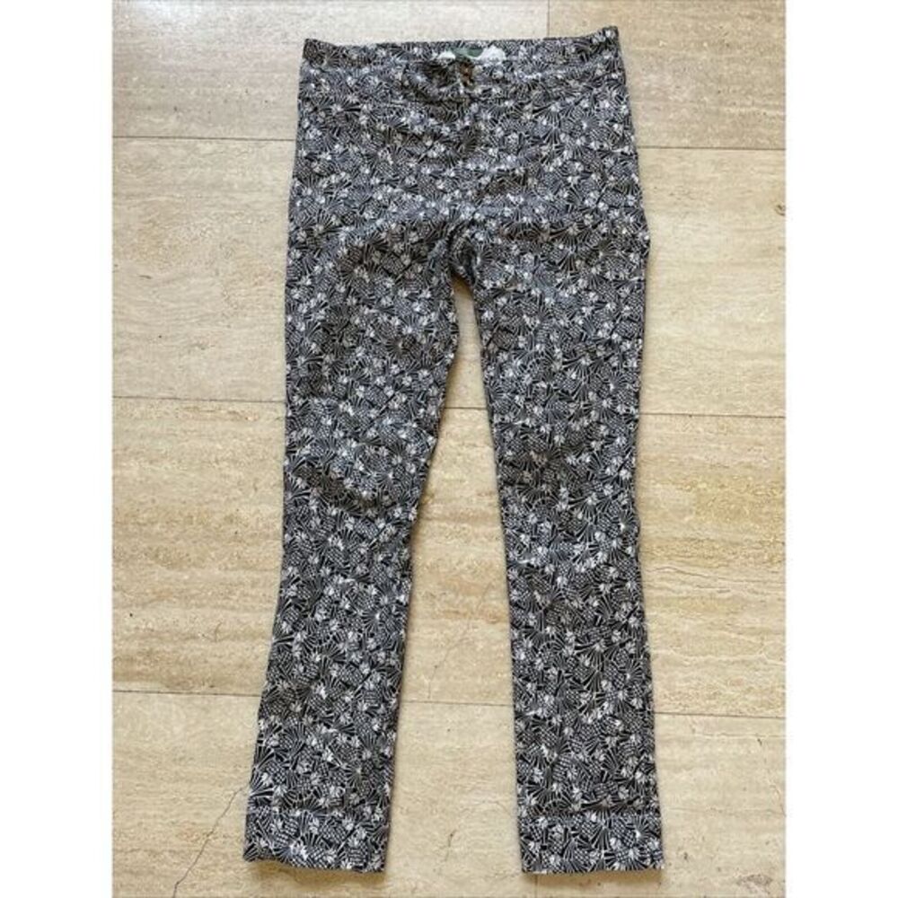 ANTHROPOLOGIE Bowery Pants Women's 4R‎ Black White Pineapple Print Crop Skinny